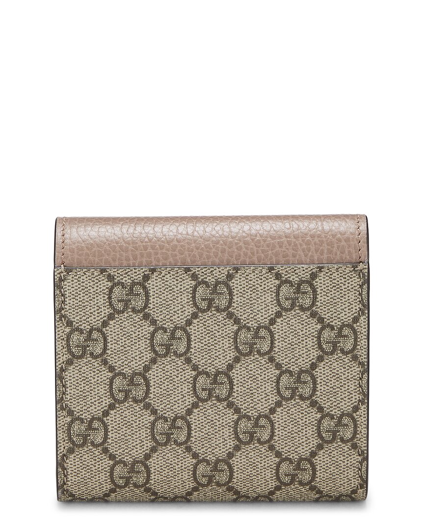 Pre-Owned Gucci Pink Coated Canvas & Leather Gg Marmont Compact Wallet (Authentic Pre-