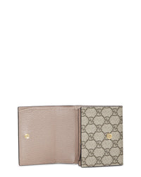 Pre-Owned Gucci Pink Coated Canvas & Leather Gg Marmont Compact Wallet (Authentic Pre-