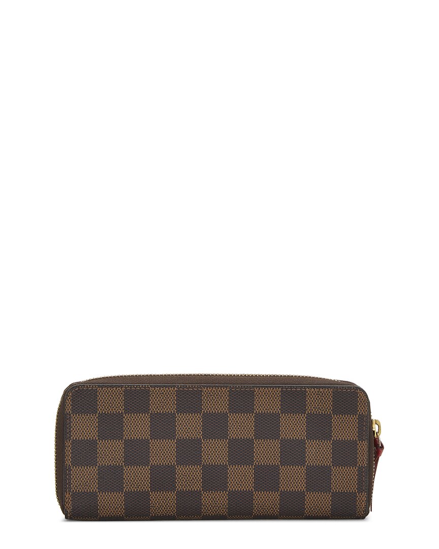 Pre-Owned Louis Vuitton Red Damier Ebene Clemence Wallet (Authentic Pre-Loved)