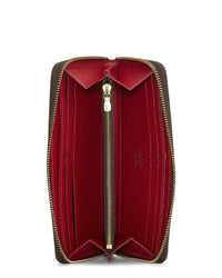 Pre-Owned Louis Vuitton Red Damier Ebene Clemence Wallet (Authentic Pre-Loved)