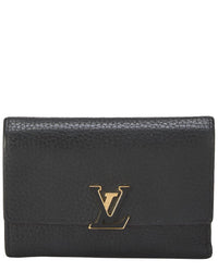 Pre-Owned Louis Vuitton Black Taurillon Leather Capucines Compact (Authentic Pre-Loved)