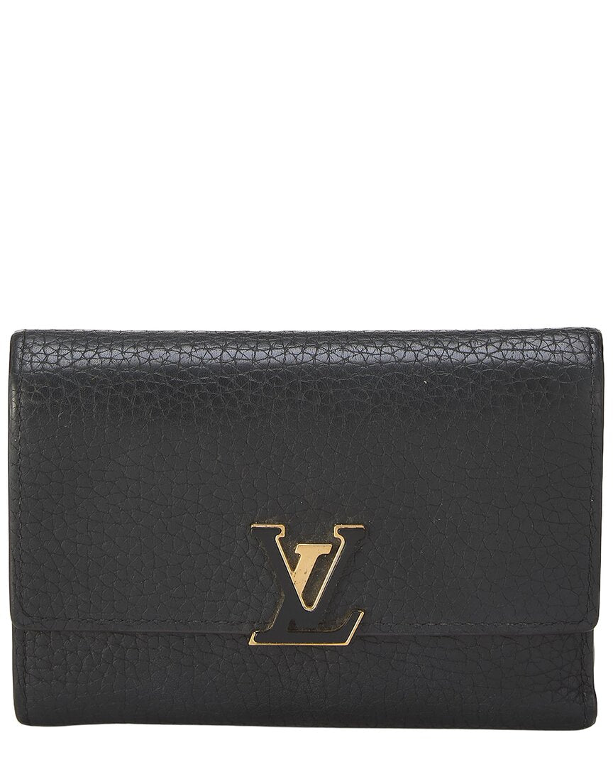 Pre-Owned Louis Vuitton Black Taurillon Leather Capucines Compact (Authentic Pre-Loved)