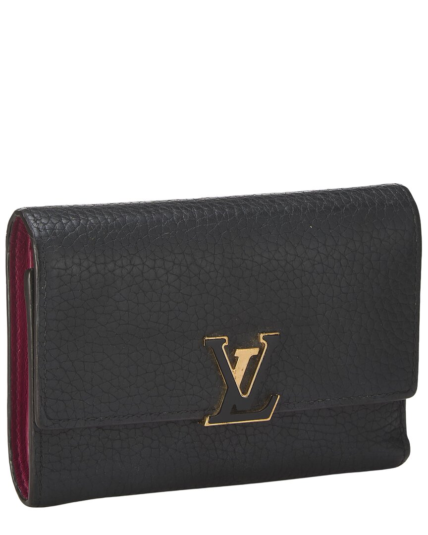 Pre-Owned Louis Vuitton Black Taurillon Leather Capucines Compact (Authentic Pre-Loved)