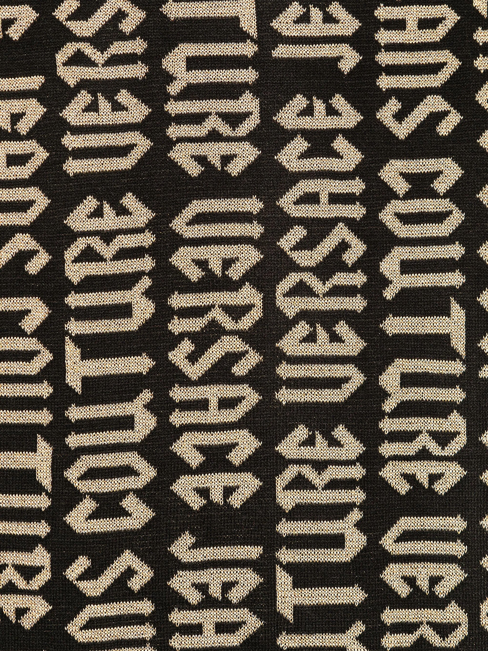 Versace Jeans Couture Gothic Signature Monochrome Blak Gold Knitted Womens Scarf