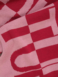 Versace Jeans Couture Oversized Signature Raspberry Knitted Womens Scarf