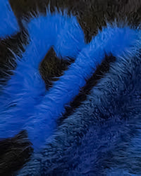 Versace Jeans Couture Bold Blue & Black Oversized Faux Fuzzy Fur Scarf