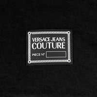 Versace Jeans Couture Black Soft Scarf with Logo Patch & Fringe Finish