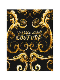 Versace Jeans Couture Black/Gold Silk Print Square Scarf