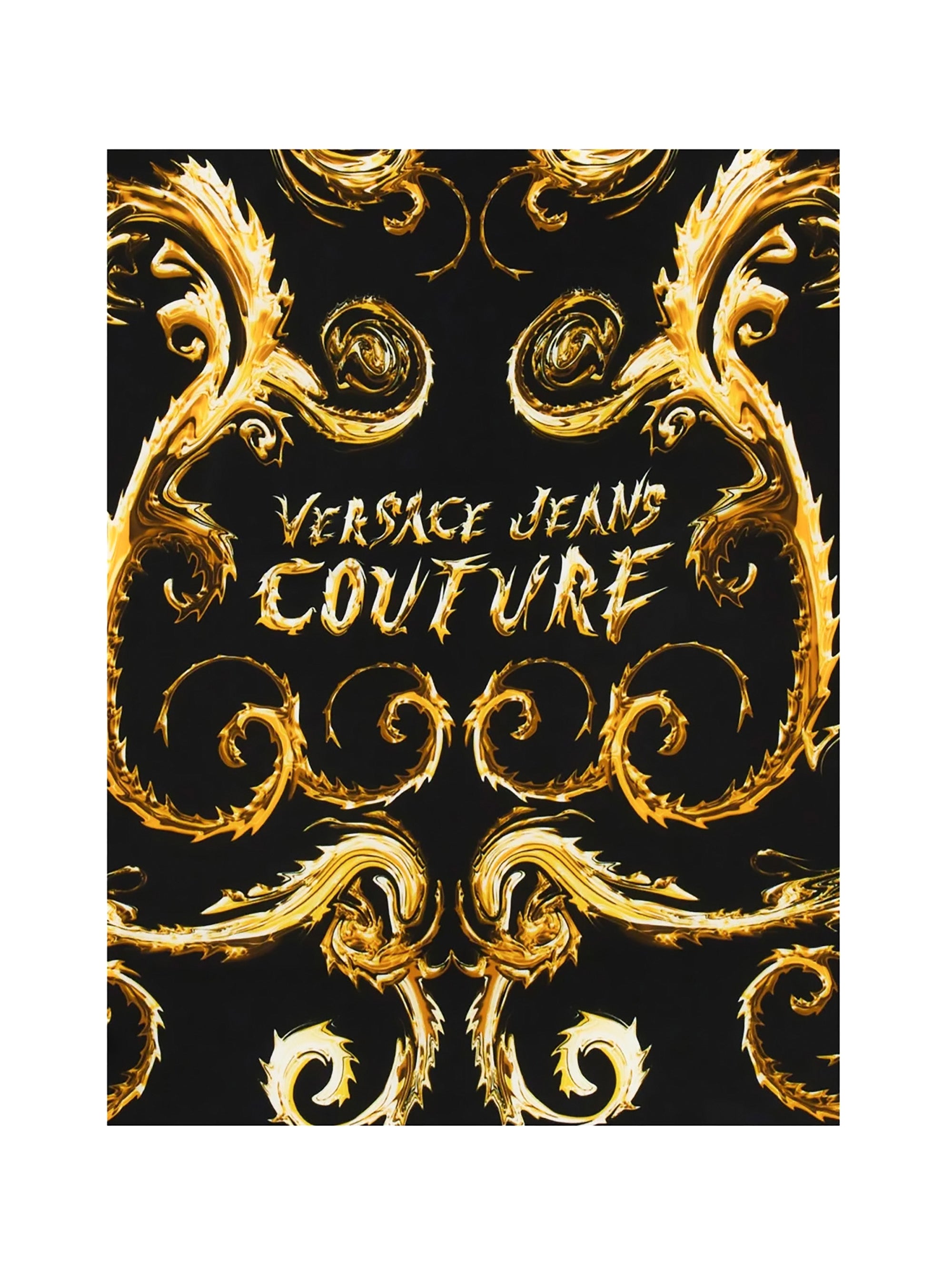 Versace Jeans Couture Black/Gold Silk Print Square Scarf