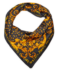 Versace Jeans Couture Baroque Black/Gold Bloom Silk Scarf