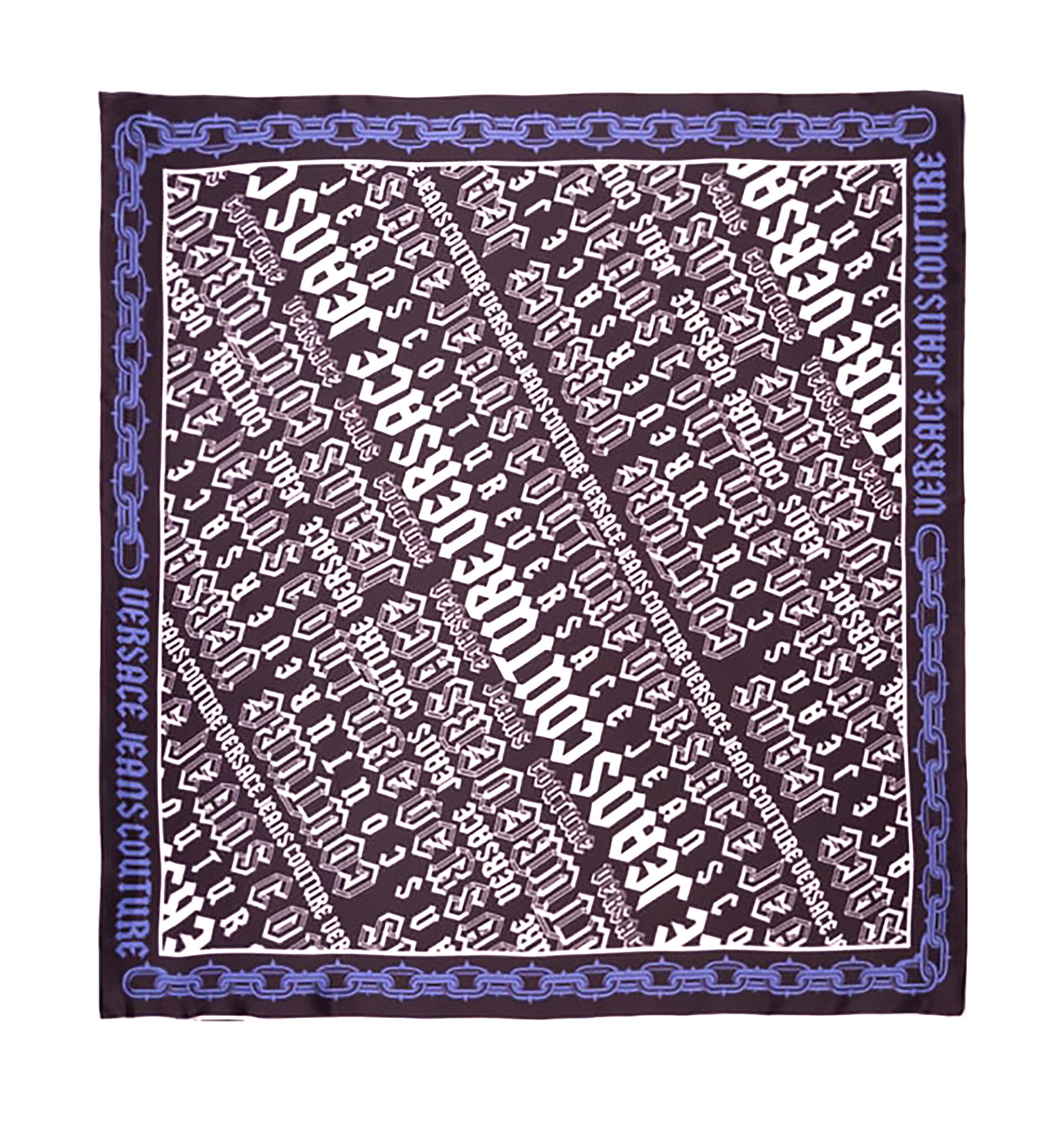 Versace Jeans Couture Bold Gothic Print Square Scarf with Chain Border