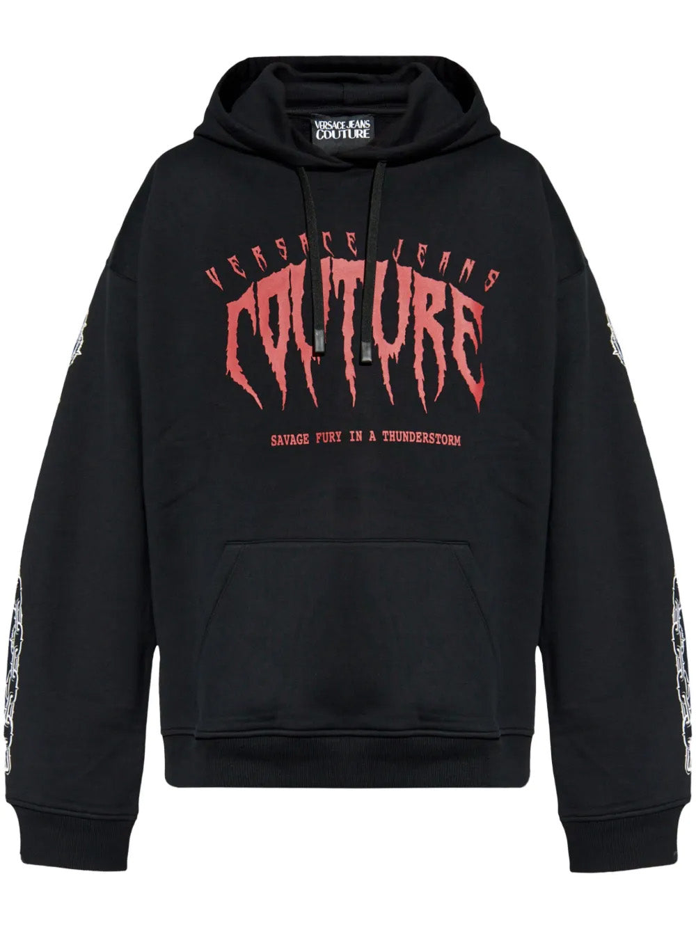 Versace Jeans Couture Black Cotton Mens Goth Screen-printed Hoodie