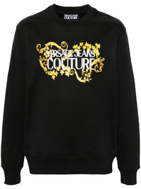 Versace Jeans Couture Black/Gold Cotton Mens Baroque Screen-printed sweatshirt