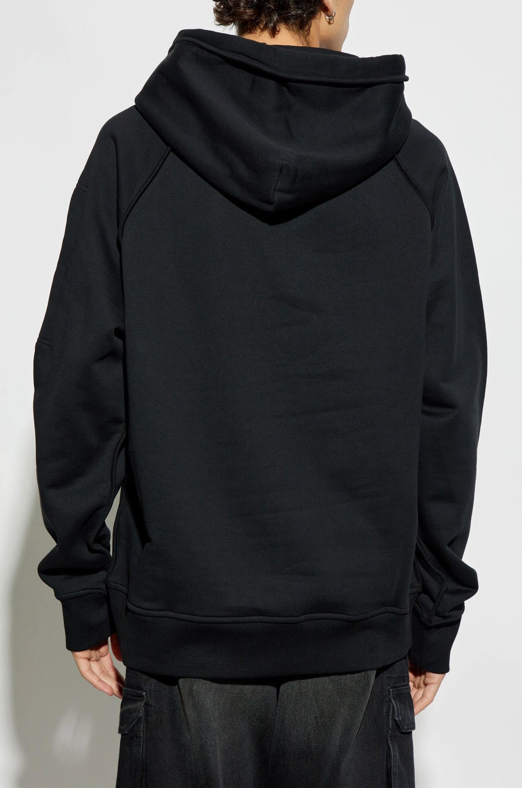 Versace Jeans Couture Black Cotton Mens Signature Statement Print Hoodie
