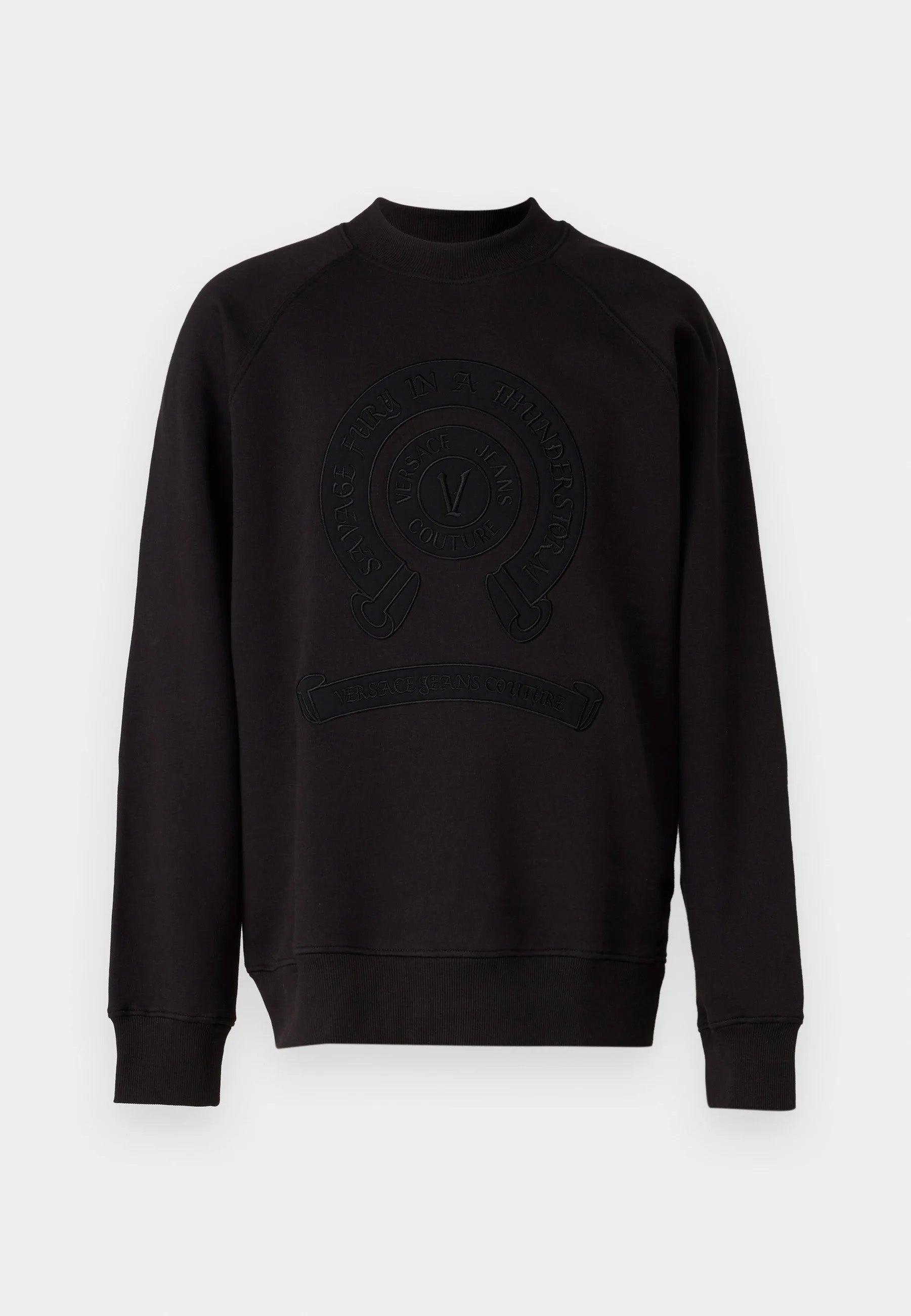 Versace Jeans Couture Black Cotton Mens Signature Statement Print Hoodie