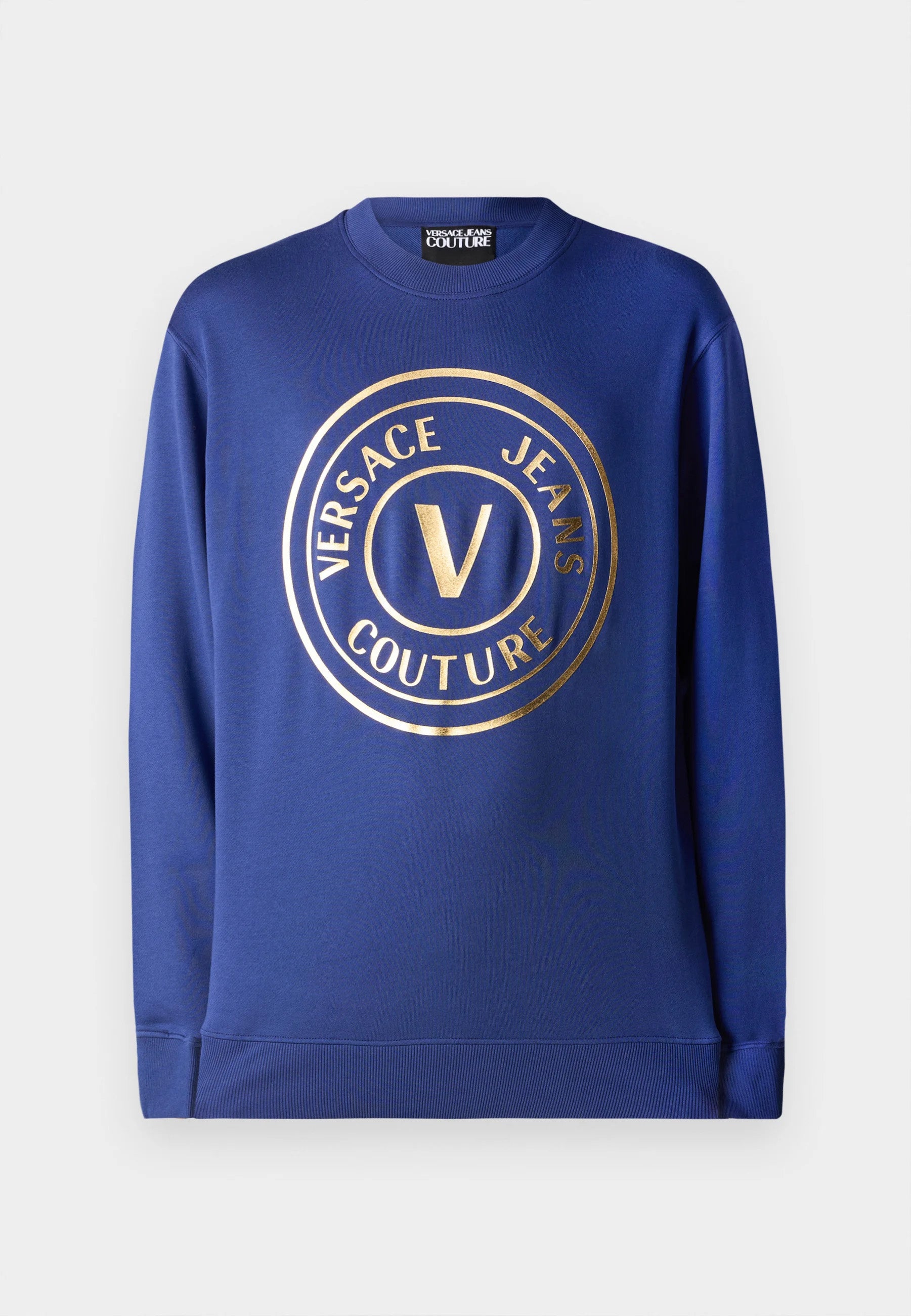 Versace Jeans Couture Electric Blue Gold Mens Foil Medallion Logo sweatshirt