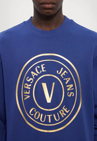 Versace Jeans Couture Electric Blue Gold Mens Foil Medallion Logo sweatshirt