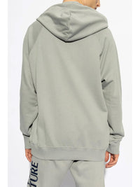 Versace Jeans Couture Ice Grey Cotton Mens Eagle Chain Print Hoodie