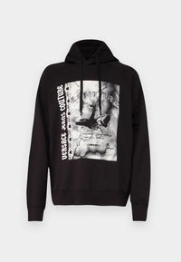 Versace Jeans Couture Black Cotton Mens Eagle Chain Print Hoodie