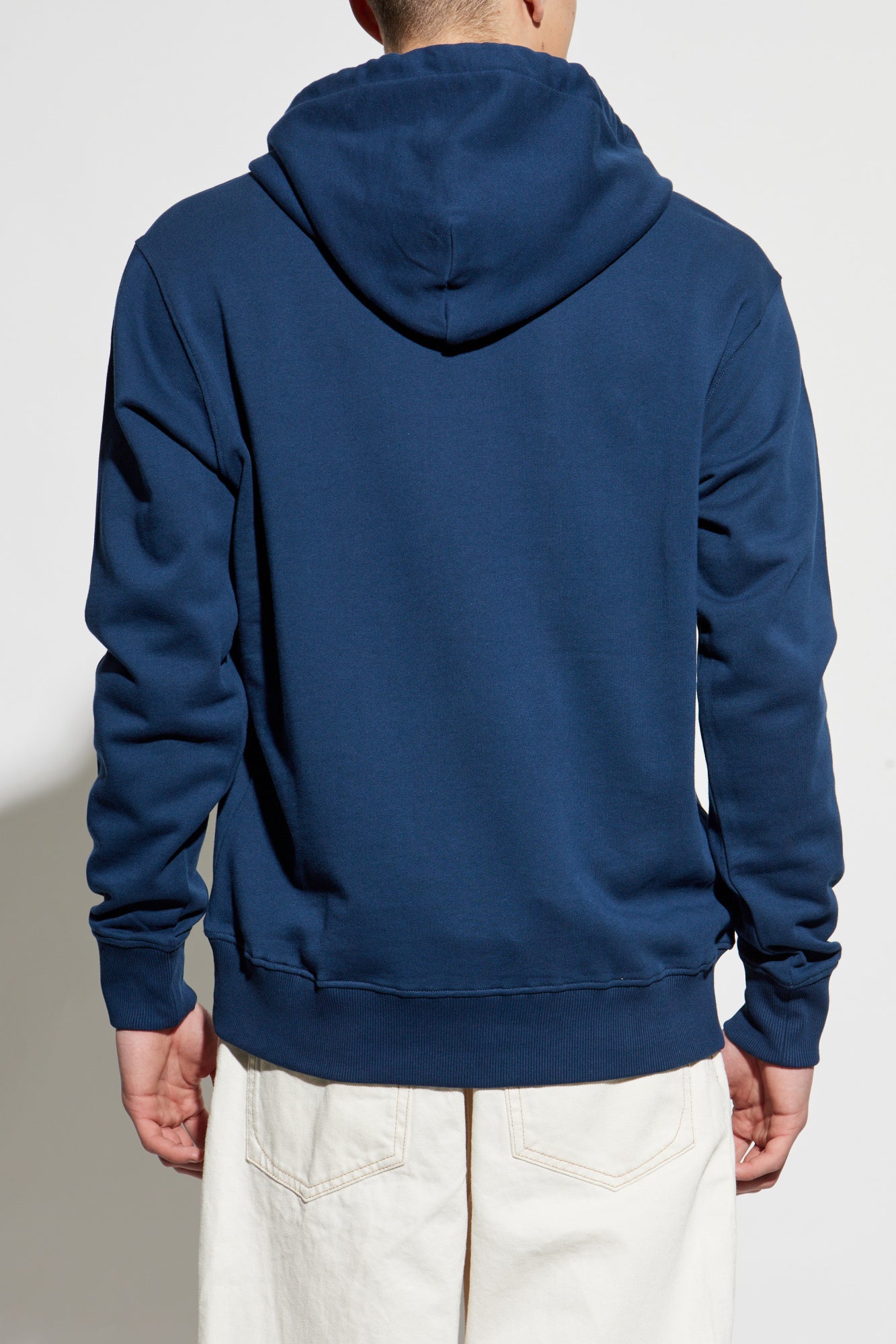 Versace Jeans Couture Steel Blue Cotton Mens Metallic Chest Logo Hoodie