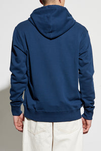 Versace Jeans Couture Steel Blue Cotton Mens Metallic Chest Logo Hoodie