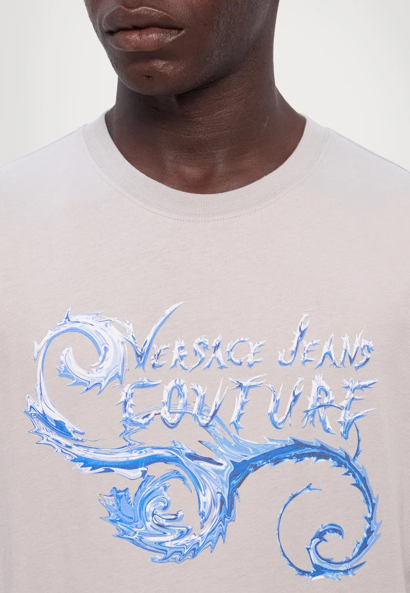 Versace Jeans Couture Ice Grey Mens Graphic Logo Short Sleeve T-Shirt