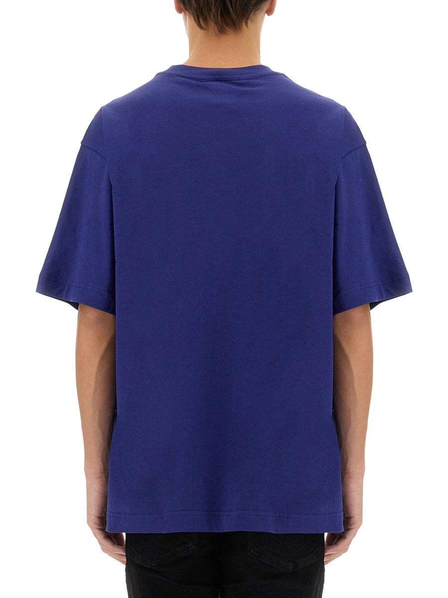 Versace Jeans Couture Steel Blue Mens Gothic Graphic Oversized T