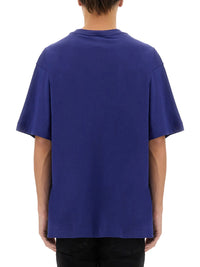 Versace Jeans Couture Steel Blue Mens Gothic Graphic Oversized T-Shirt