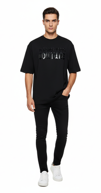 Versace Jeans Couture Black Mens Gothic Graphic Oversized T-Shirt