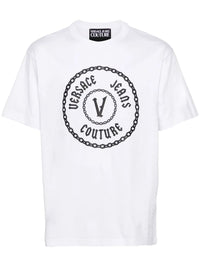 Versace Jeans Couture White Mens Chain Emblem Graphic Print T-Shirt