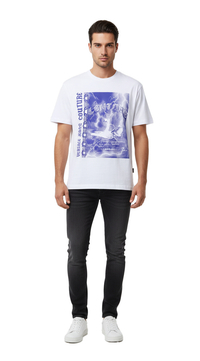 Versace Jeans Couture White Mens Graphic Storm-Print Oversized T-Shirt