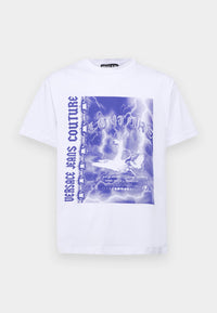 Versace Jeans Couture White Mens Graphic Storm-Print Oversized T-Shirt