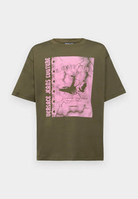 Versace Jeans Couture Olive Mens Graphic Storm-Print Oversized T-Shirt