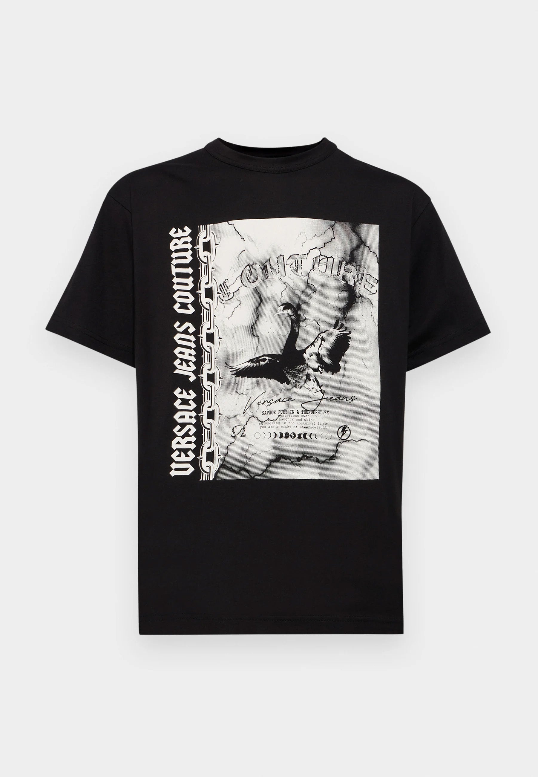 Versace Jeans Couture Black Mens Graphic Storm-Print Oversized T-Shirt