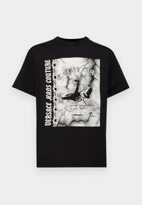 Versace Jeans Couture Black Mens Graphic Storm-Print Oversized T-Shirt