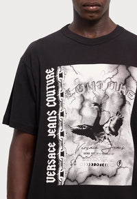 Versace Jeans Couture Black Mens Graphic Storm-Print Oversized T-Shirt