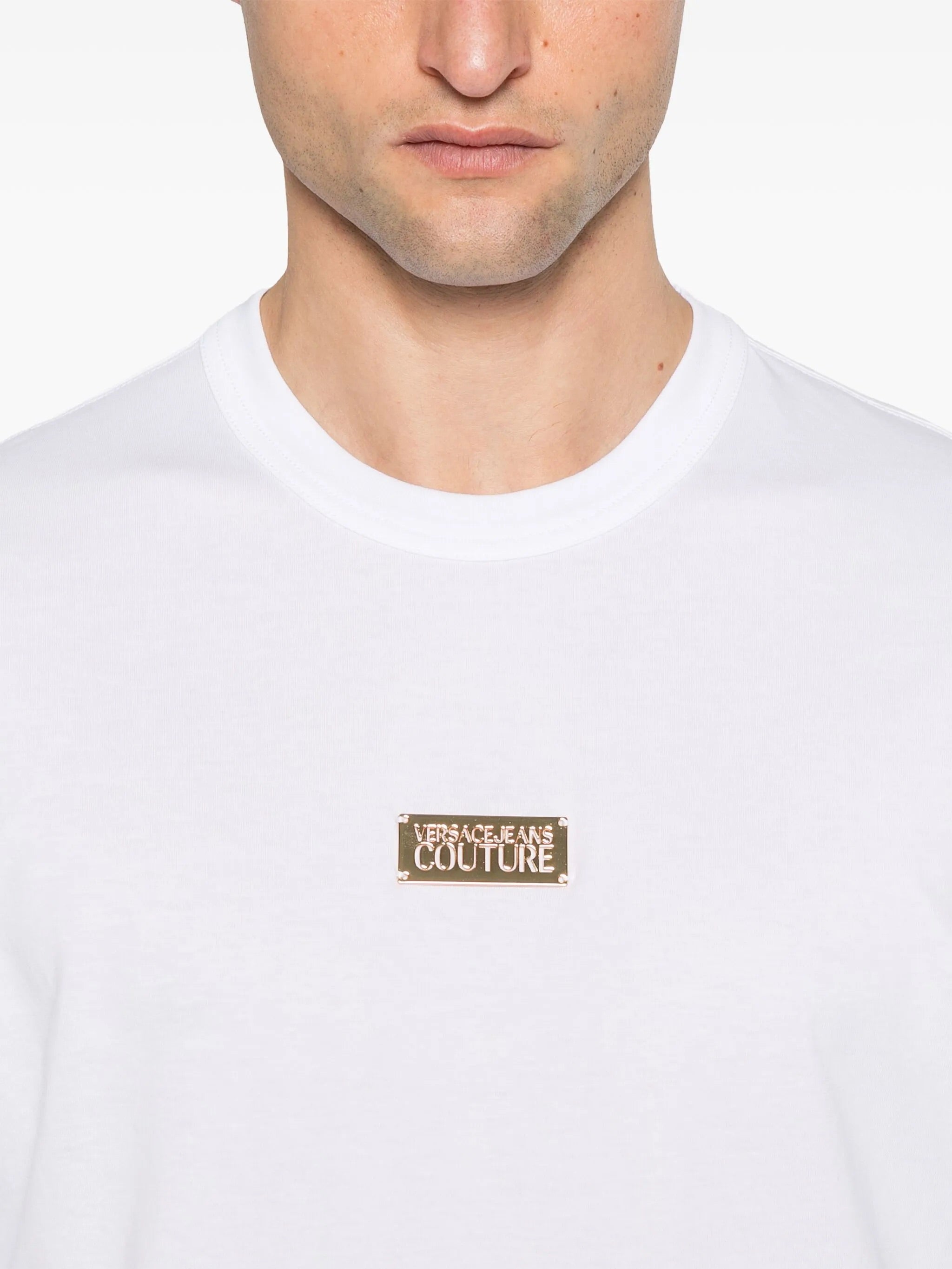 Versace Jeans Couture White Mens Oversized Minimalist Patch Logo T-Shirt