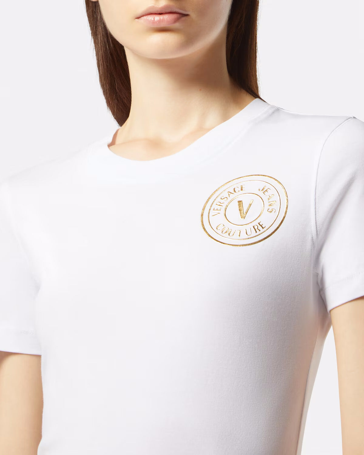Versace Jeans Couture White/Gold Medallion Logo Screen Printed T-shirt-