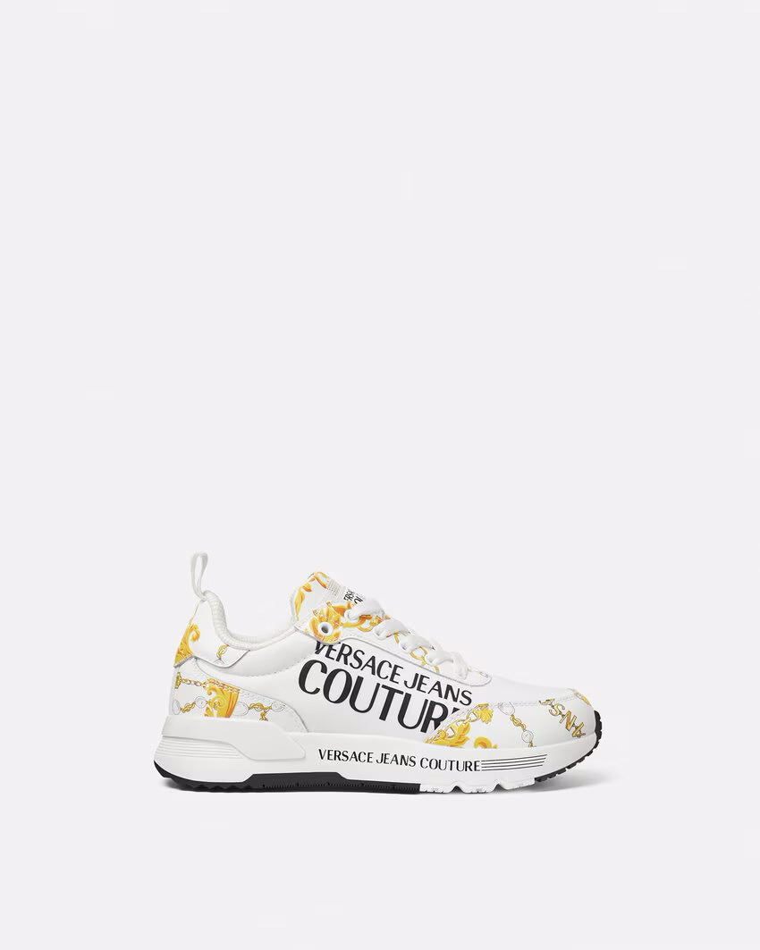 Versace Jeans Couture Baroque-Inspired White Low-Top Womens Sneakers