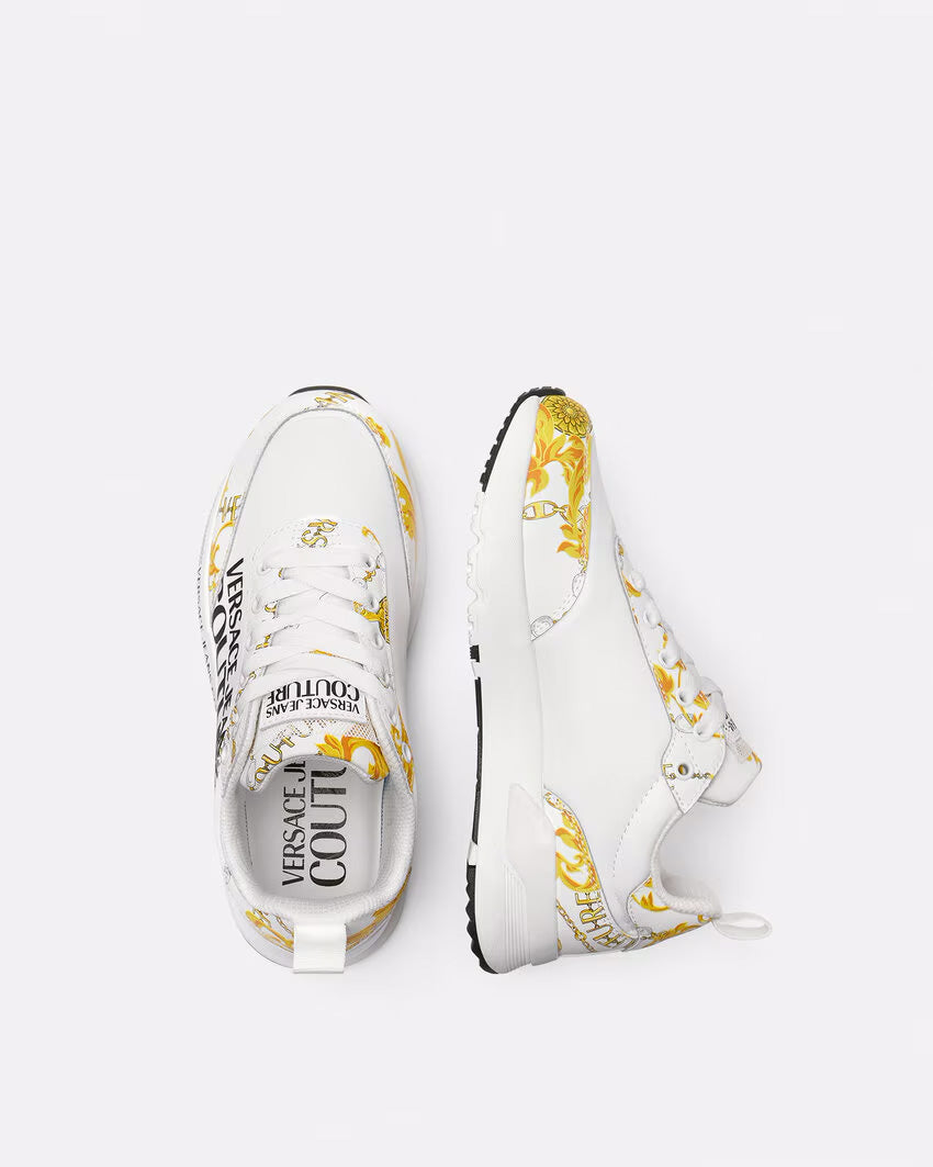 Versace Jeans Couture Baroque-Inspired White Low-Top Womens