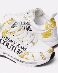 Versace Jeans Couture Baroque-Inspired White Low-Top Womens Sneakers