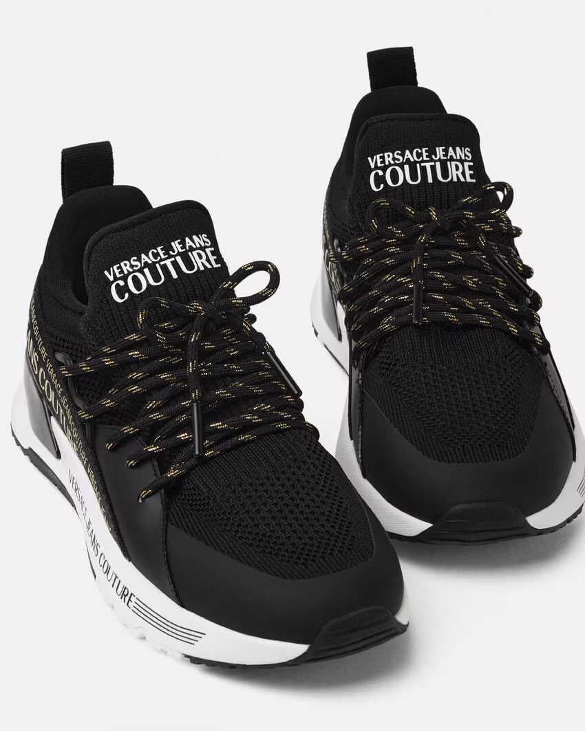 Versace Jeans Couture Black Mesh Lace-Up Womens Sneakers