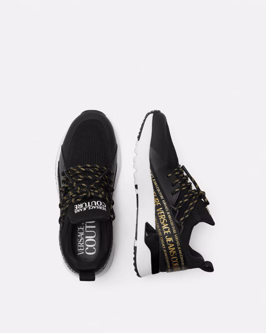 Versace Jeans Couture Black Mesh Lace-Up Womens Sneakers