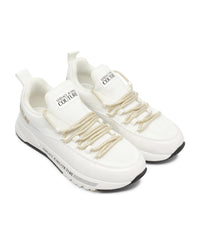 Versace Jeans Couture Women's White Low-Top Sneakers with Metallic Laces