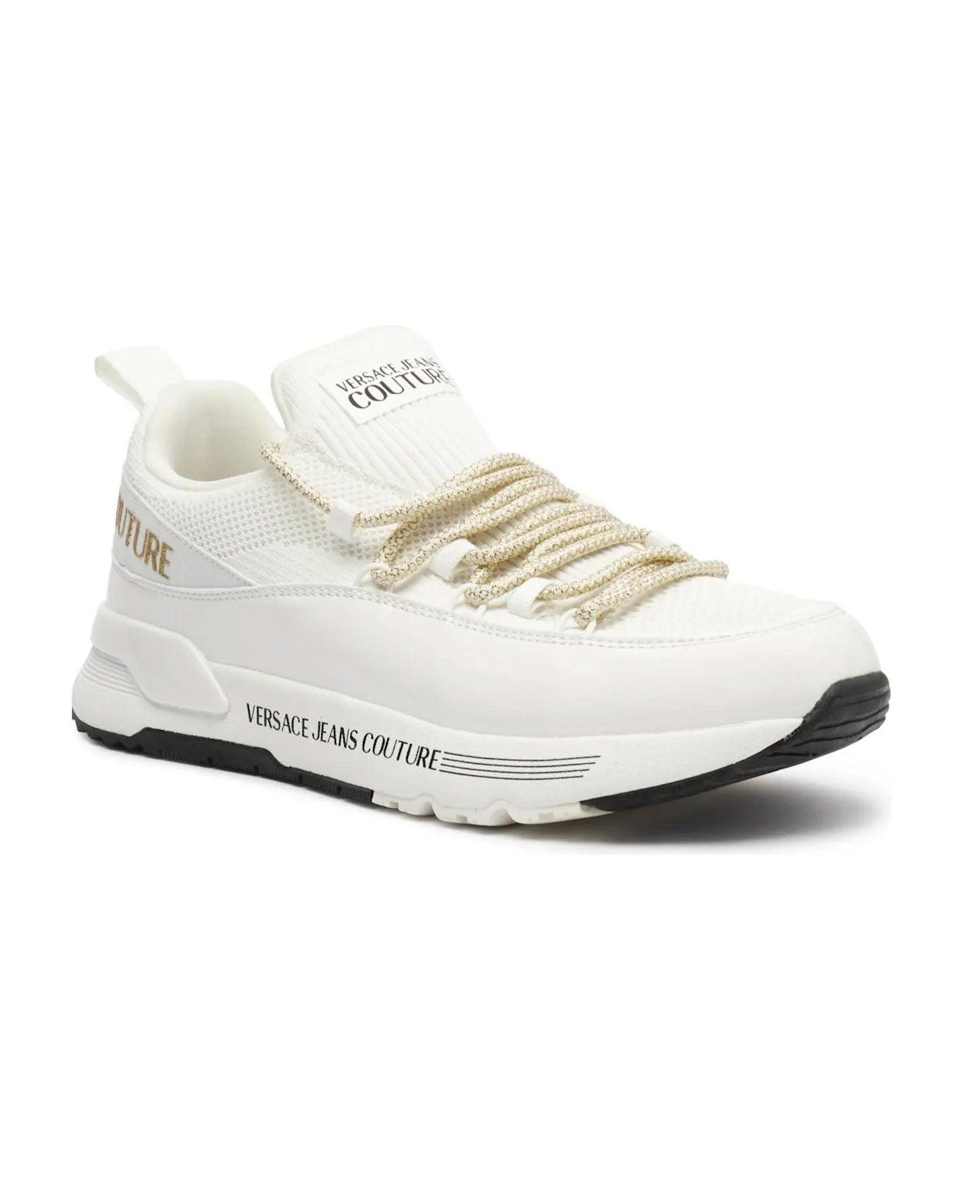 Versace Jeans Couture Women's White Low-Top Sneakers with Metallic Laces