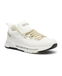 Versace Jeans Couture Women's White Low-Top Sneakers with Metallic Laces