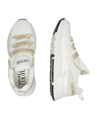 Versace Jeans Couture Women's White Low-Top Sneakers with Metallic Laces