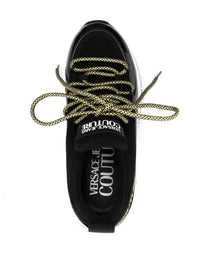 Versace Jeans Couture Black Low-Top Chunky Sneakers with Gold Accents