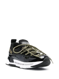 Versace Jeans Couture Black Low-Top Chunky Sneakers with Gold Accents
