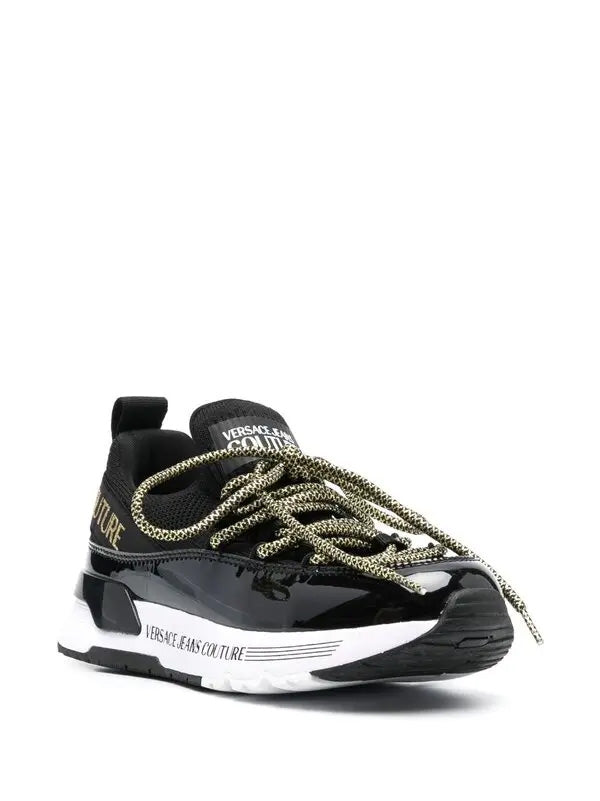 Versace Jeans Couture Black Low-Top Chunky Sneakers with Gold Accents